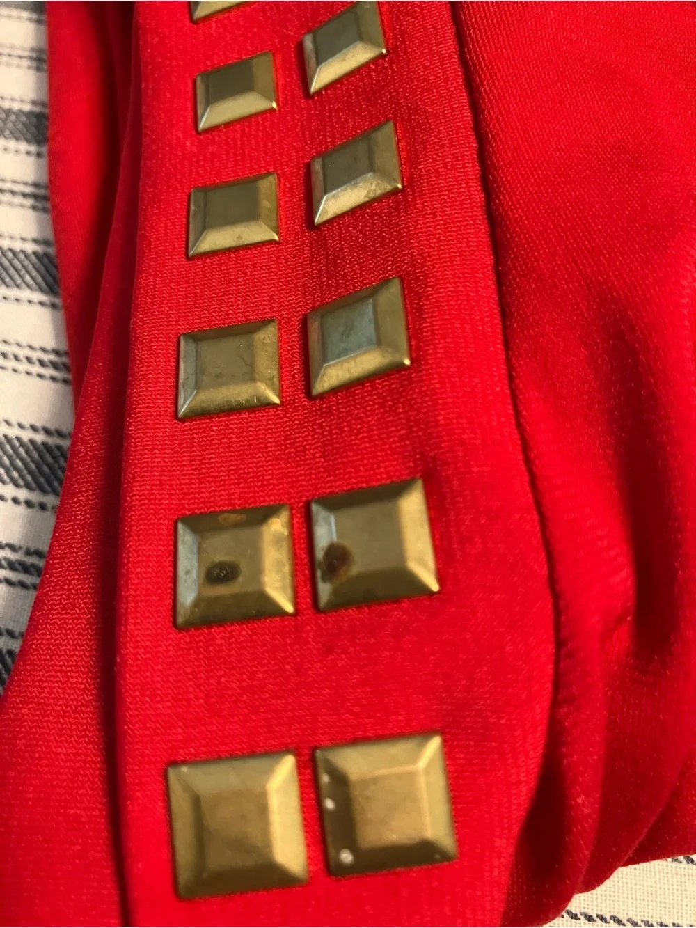 Michael Kors Red Sleeveless Sheath Dress with Gold Studs